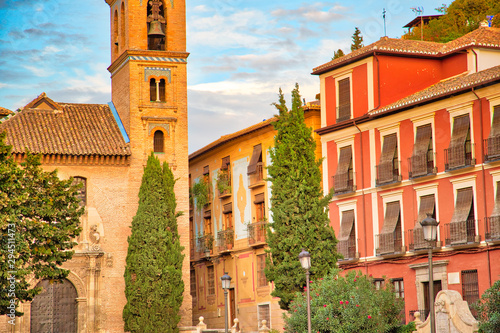 Granada streets and Spanish architecture in a scenic historic city center