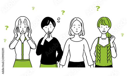 女性達が並んだイラスト。