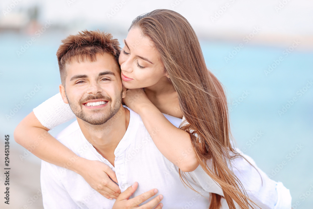 Happy couple at sea resort