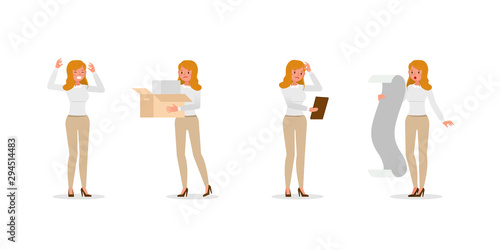 Business Woman showing different gestures character vector design. no32 photo