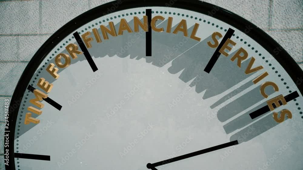 Time for financial services on clock animation Time for financial services on clock animation