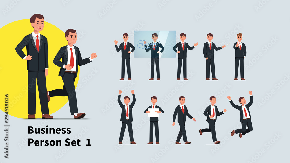 Set of company representative or speaker poses Set of company representative or speaker poses