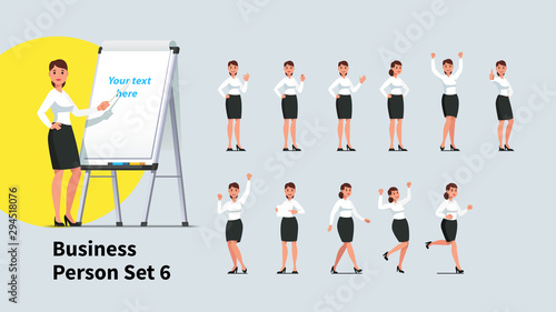 Set of business woman poses and actions
