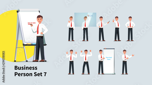 Set of business man poses. Collection of gestures