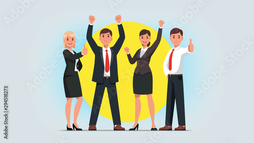 Business men, women manager team celebrate success