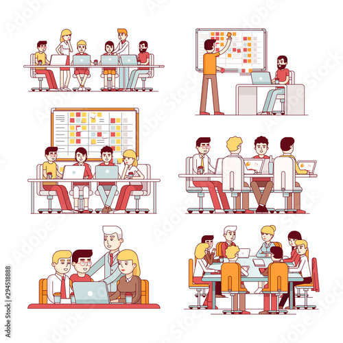 Software business people teams working at tables