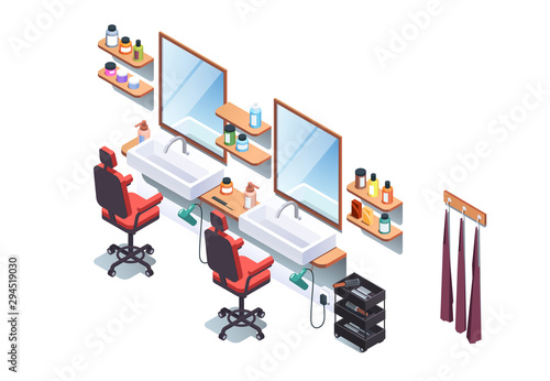 Woman beauty salon interior design with chairs