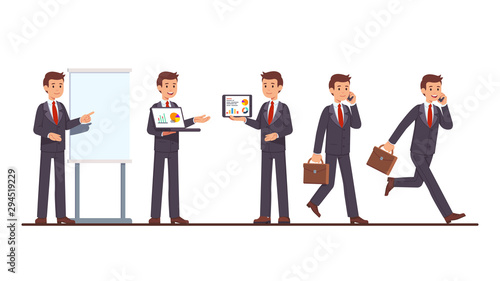 Business coach man doing project showing charts