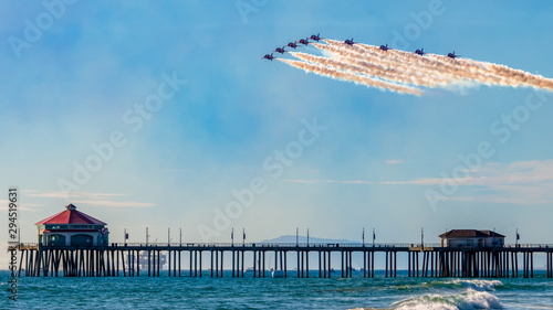 The Thunderbird's final pass over Huntington beach