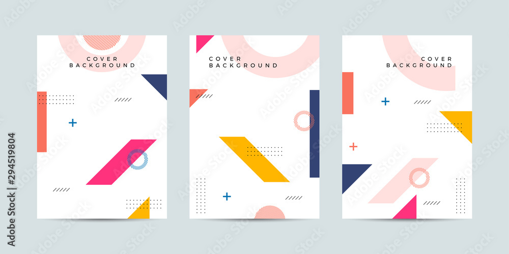 Covers with trendy minimal design. Cool geometric backgrounds for your design. Applicable for Banners, Placards, Posters, Flyers etc. Eps10 vector template.	