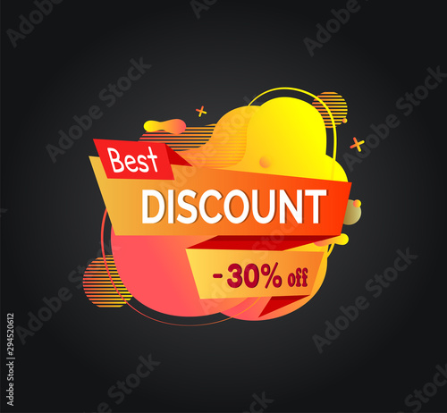 Sale and special offer vector, best discount 30 percent off price isolated banner with stripe. Promotion of market, store with proposition for clients