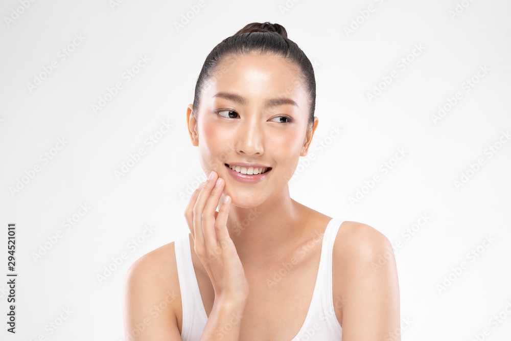 Beautiful Asian young woman touching soft cheek smile with clean and fresh skin Happiness and cheerful with positive emotional,isolated on white background,Beauty and Cosmetics Concept Beautiful Asian young woman touching soft cheek smile with clean and fresh skin Happiness and cheerful with positive emotional,isolated on white background,Beauty and Cosmetics Concept