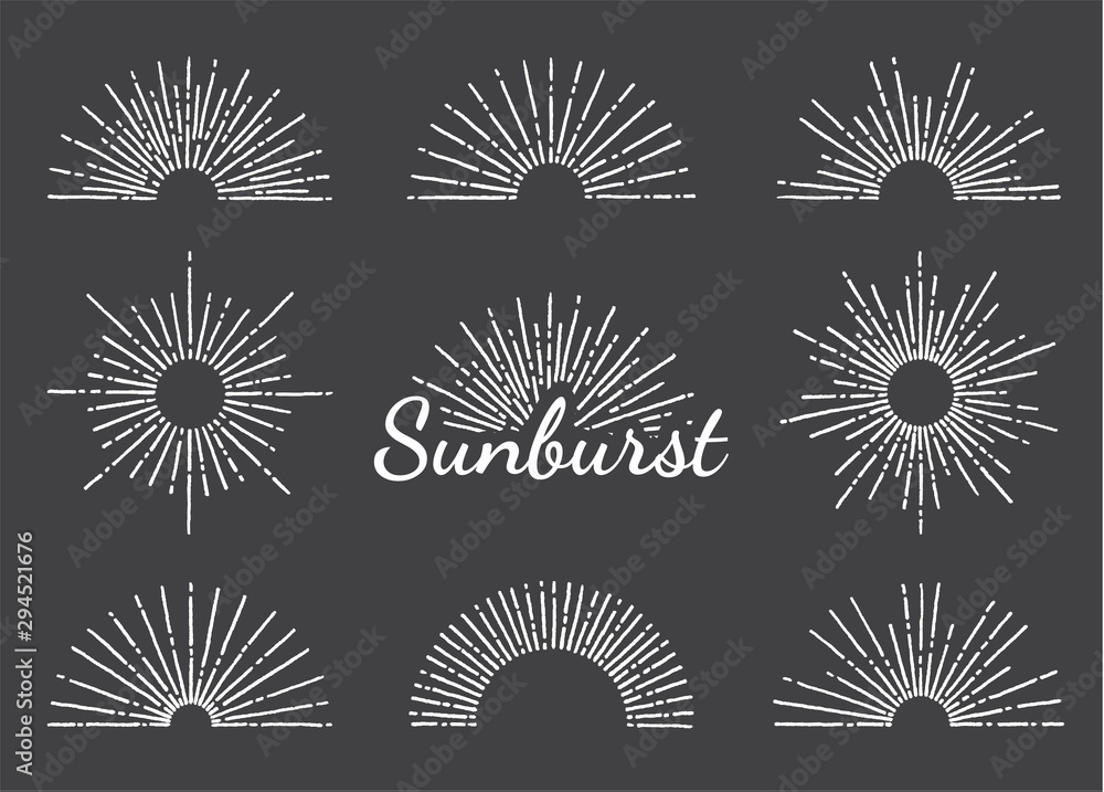 Vintage sunburst with radial sun beams vector collection background. EPS10. - obrazy, fototapety, plakaty 