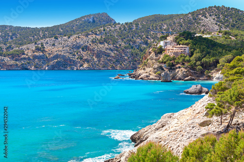 Fototapeta Naklejka Na Ścianę i Meble -  Majorca Mallorca Calvià Spain beach turquoise mediterranean sea panoramic landscape 