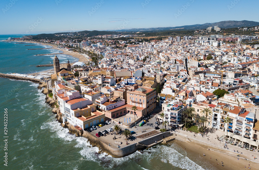 Aerial view of Sitges, Spain