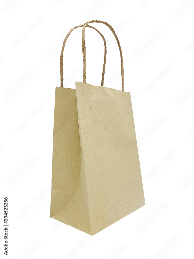 Brown paper shopping bag isolated on white background Brown paper shopping bag isolated on white background