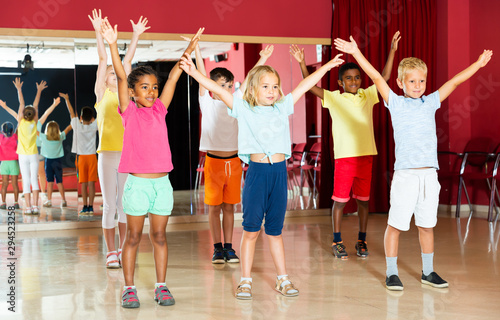Children jumping while studying dance