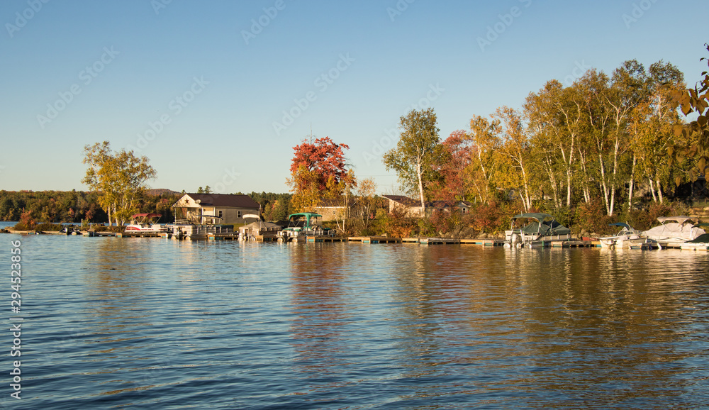 Colorful Trees and Autumn folage along lakes and rivers