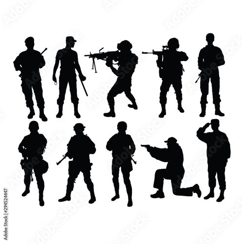 Army Force Silhouettes, art vector design 