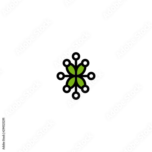 Eco Technology Logo Icon Design Template. Green, Leaf, Circle Vector Illustration