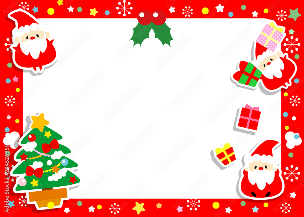クリスマス素材 サンタクロースがいっぱいかわいいクリスマスメッセージカード フレーム飾り枠 Stock ベクター Adobe Stock クリスマス素材 サンタクロースがいっぱいかわいいクリスマスメッセージカード フレーム飾り枠 Stock ベクター Adobe Stock