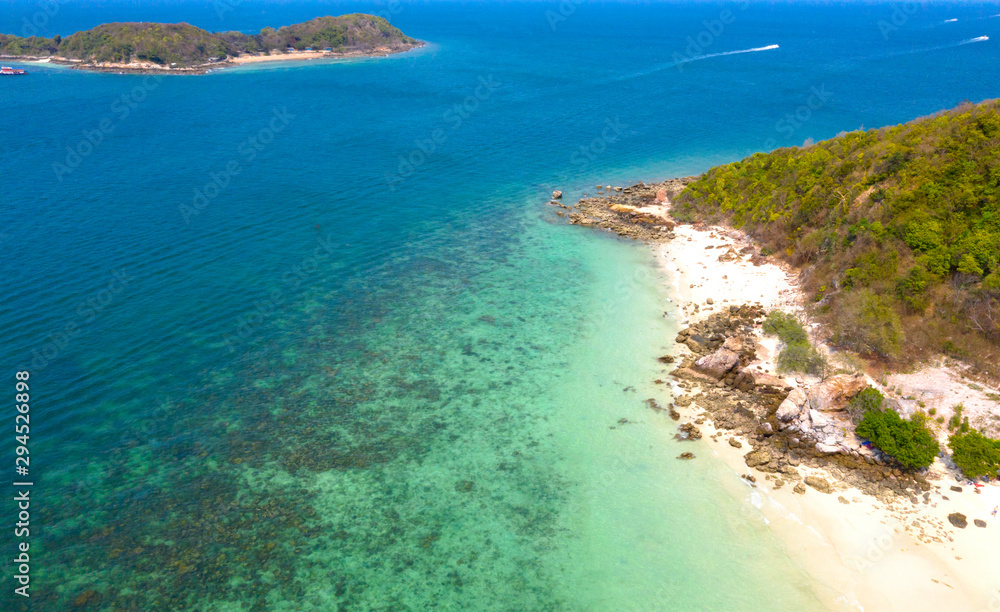 Aerial view photo  sea water and beach of  island southeast .