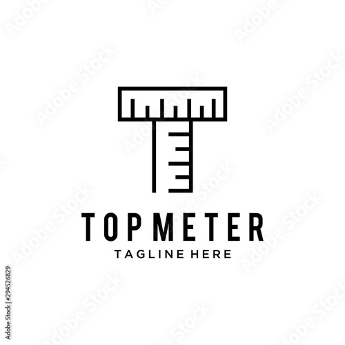 Illustration of abstract T sign made of a ruler.