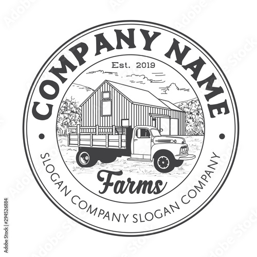 Rustic vintage farm logo design