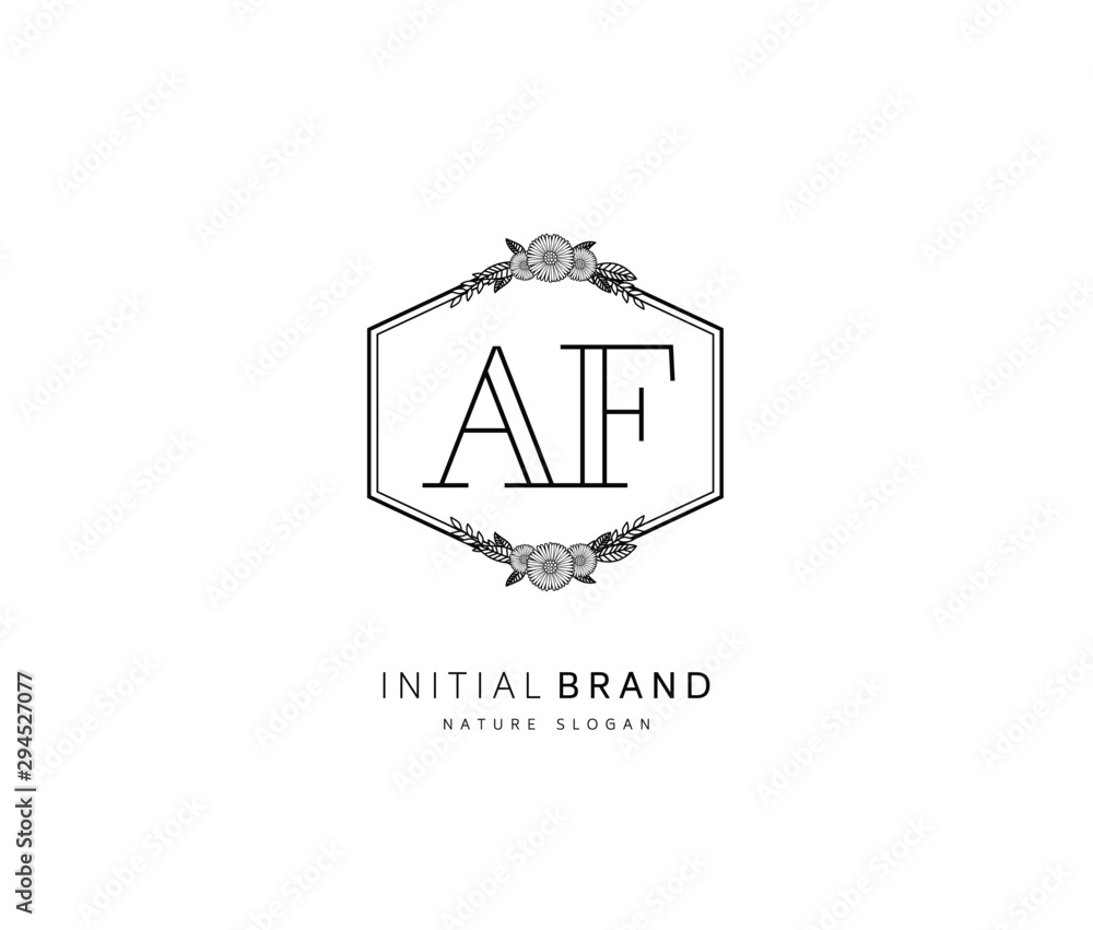 A F AF Beauty vector initial logo, handwriting logo of initial signature, wedding, fashion, jewerly, boutique, floral and botanical with creative template for any company or business.