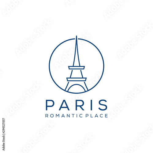 Illustration of modern abstract Paris Eiffel Tower sign.