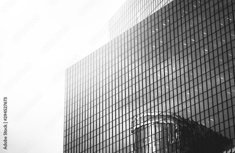 Hong Kong Commercial Building Close Up; Black and White style Hong Kong Commercial Building Close Up; Black and White style