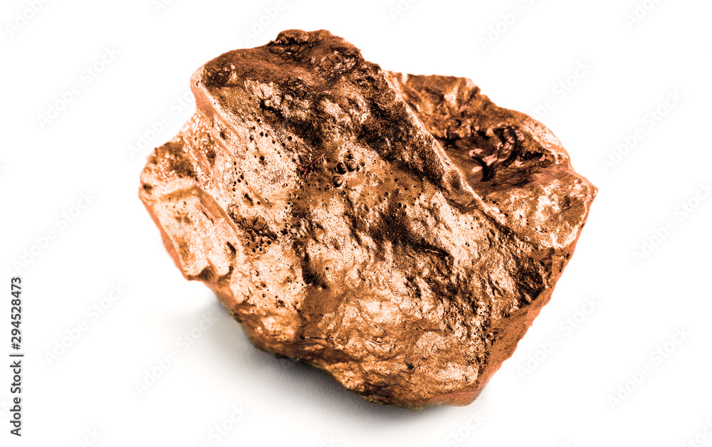 Foto de bronze nugget precious stone on white background do Stock