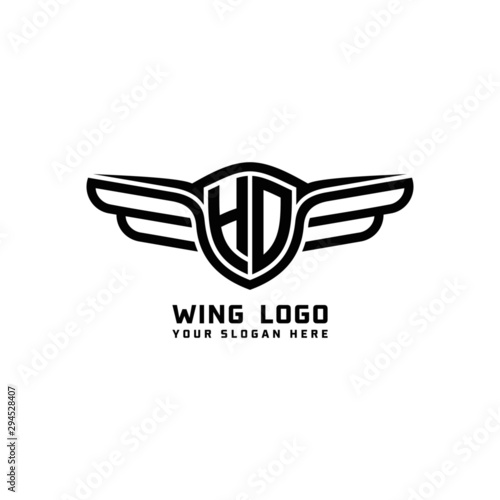 HD initial logo wings, abstract letters in the middle of black
