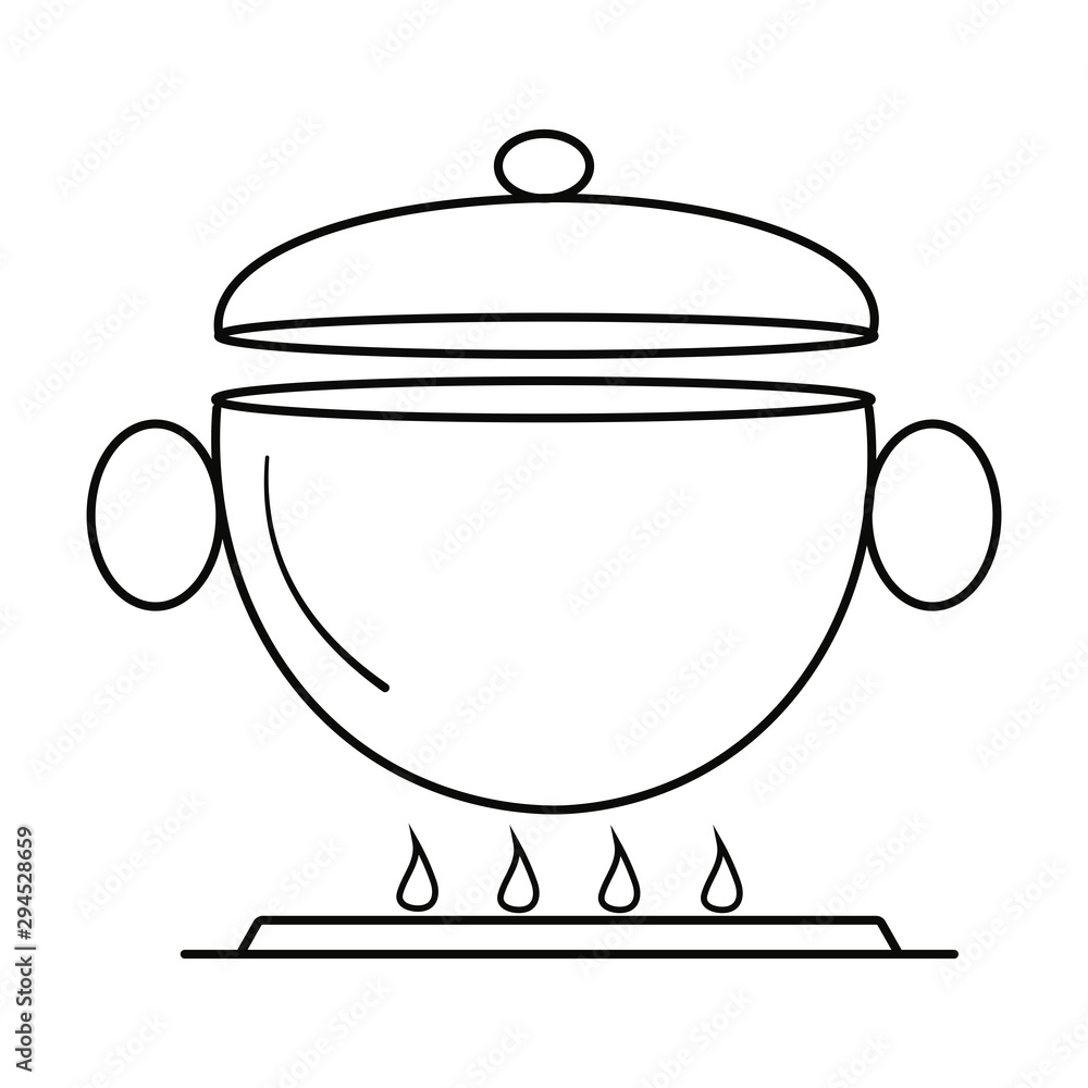 Cooking pot vector illustration in black and white. Cooking pot vector illustration in black and white.