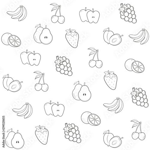Fototapeta Naklejka Na Ścianę i Meble -  Multiple fruits on a white background. Vector illustration.
