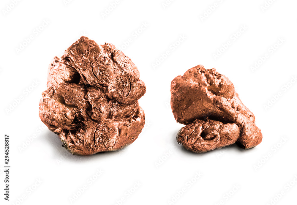 bronze nugget precious stone on white background bronze nugget precious stone on white background