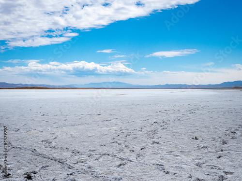 Salt flat at Soda Lake, Carizzo Plain National Monument on sunny spring day, Kern County, California, Central Valley