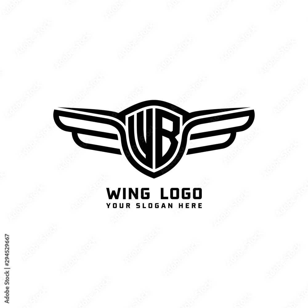 WB initial logo wings, abstract letters in the middle of black Stock