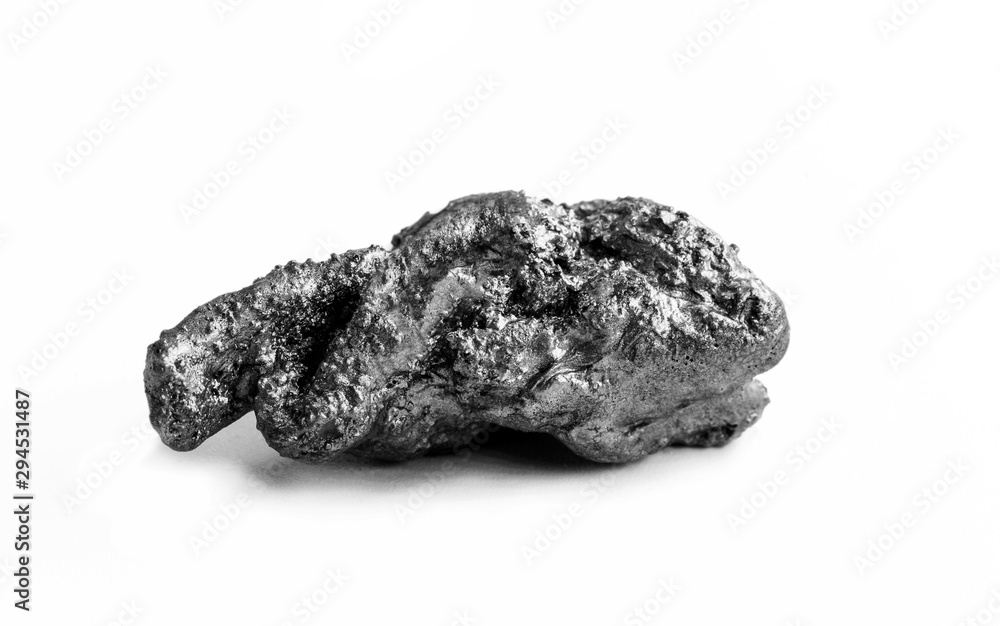 natural platinum nugget isolated on white background natural platinum nugget isolated on white background