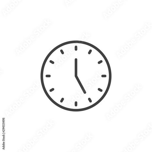 Five o'clock line icon. linear style sign for mobile concept and web design. Clock time outline vector icon. Symbol, logo illustration. Vector graphics photo