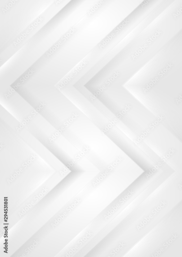 Fototapeta premium Grey and white smooth stripes abstract tech minimal flyer design. Futuristic modern vector background