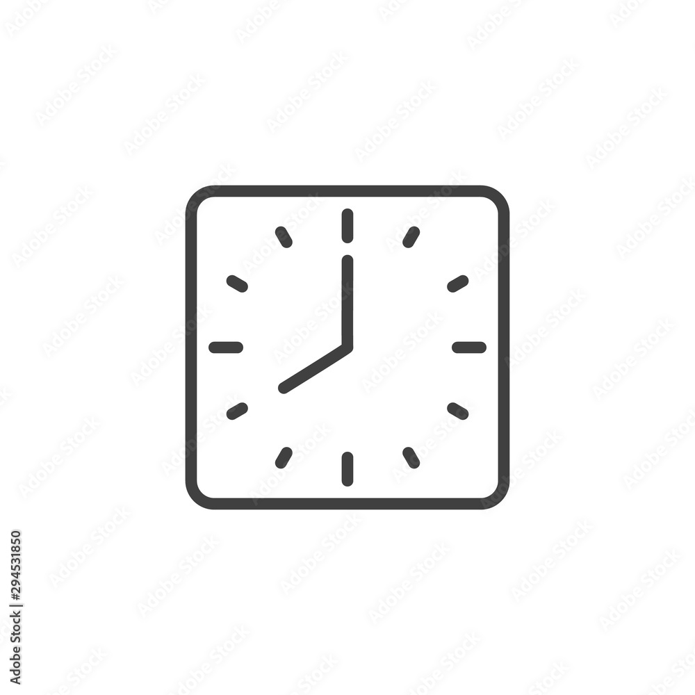 Wall clock line icon. linear style sign for mobile concept and web design. Square clock outline vector icon. Time symbol, logo illustration. Vector graphics Wall clock line icon. linear style sign for mobile concept and web design. Square clock outline vector icon. Time symbol, logo illustration. Vector graphics