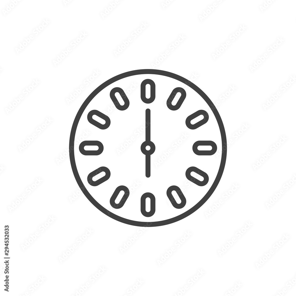 Six O'clock line icon. linear style sign for mobile concept and web design. Round clock time outline vector icon. Symbol, logo illustration. Vector graphics Six O'clock line icon. linear style sign for mobile concept and web design. Round clock time outline vector icon. Symbol, logo illustration. Vector graphics