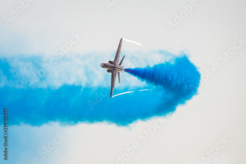 Plane leaves watercolor like blue