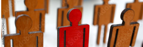 Photography Male red plastic toy businessman silhouette wooden crowd figure background closeup
