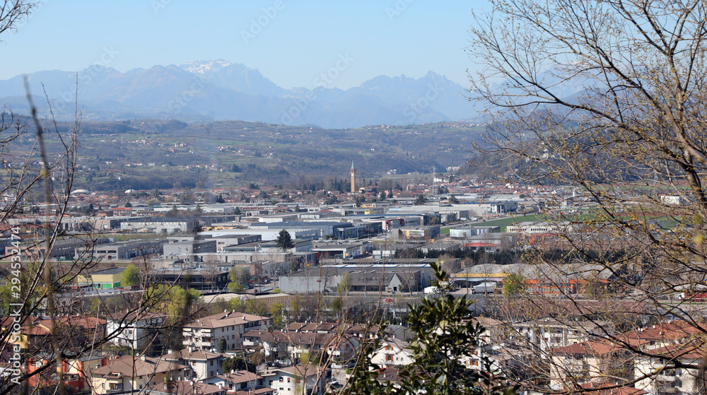 Industrial Area in the Po Valley in Italy and the mountains