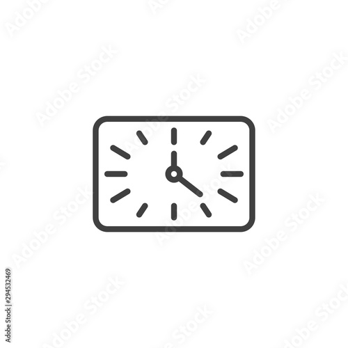 Square clock time line icon. linear style sign for mobile concept and web design. Wall clock outline vector icon. Symbol, logo illustration. Vector graphics