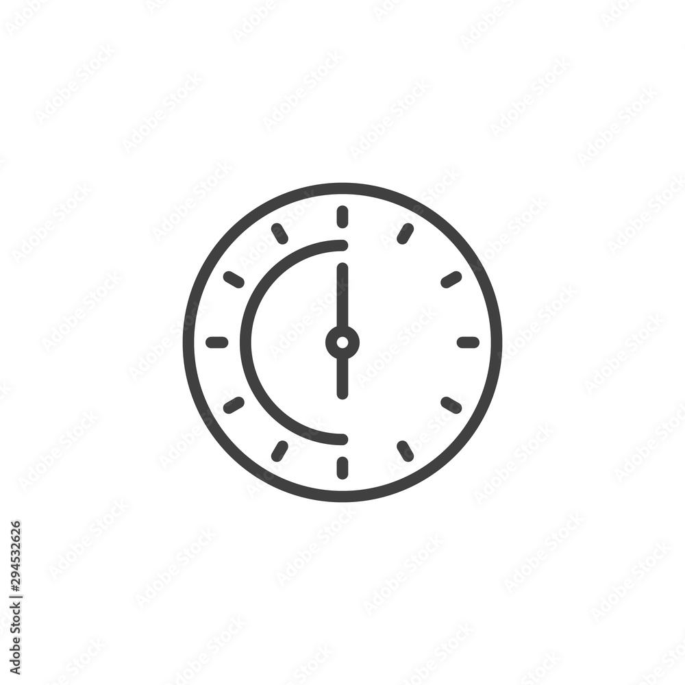 Six o'clock line icon. linear style sign for mobile concept and web design. Clock time outline vector icon. Symbol, logo illustration. Vector graphics Six o'clock line icon. linear style sign for mobile concept and web design. Clock time outline vector icon. Symbol, logo illustration. Vector graphics
