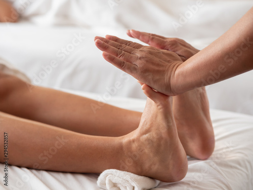 Close-up Foot massage in spa salon