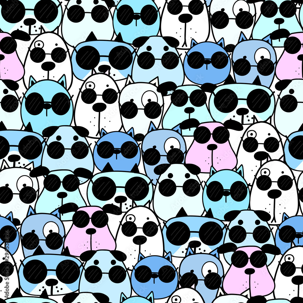 Fototapeta premium Cute dog seamless pattern background. Vector illustration.